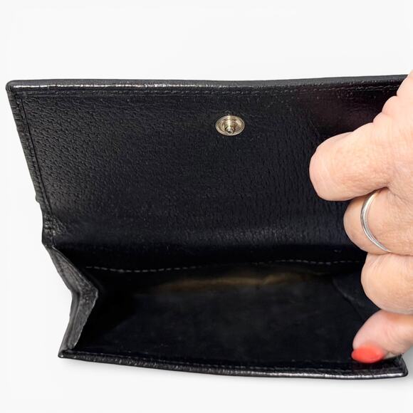 Gucci Vintage Y2K Black GG Canvas Wallet Double Bifold Coin Snap Gold Logo COA - Picture 7 of 15